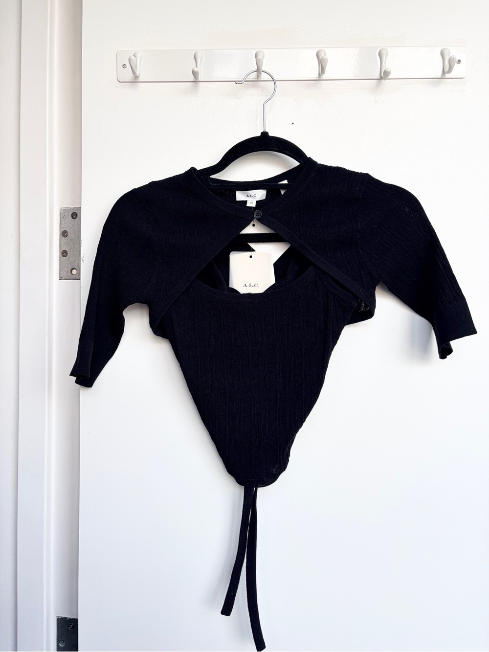 A.L.C. Black Ribbed Knit Tank with Matching Bolero